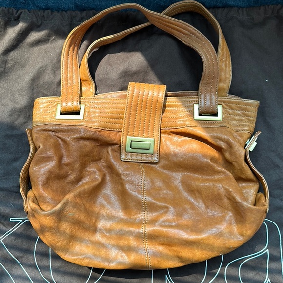 Kooba Natasha camel Italian Leather Tote bag purse - Picture 1 of 12